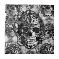 Grunge sugar skull pattern