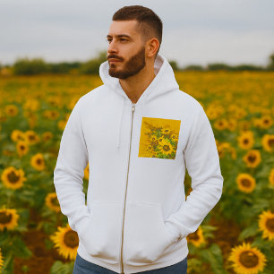 Grunge Sunflower Art Bold Rustic Yellow Floral Hoodie