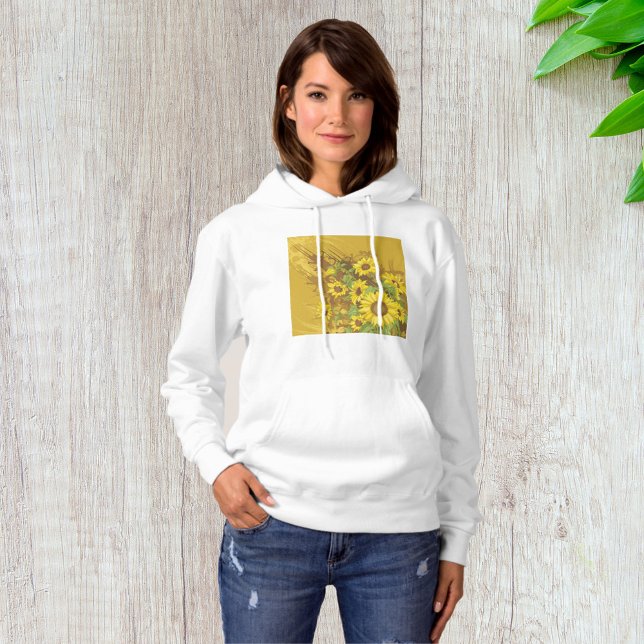 Grunge Sunflower Art Bold Rustic Yellow Floral Hoodie (Creator Uploaded)