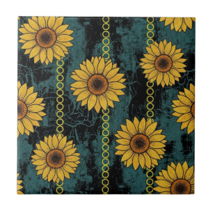 Grunge Sunflower & Chain Stripe Tile