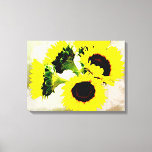 Grunge Sunflowers Canvas Print