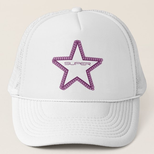 Grunge Superstar Hat, Purple Trucker Hat (Front)