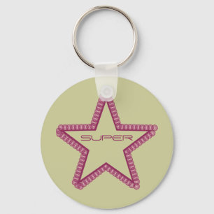 Grunge Superstar Keychain, Fuchsia Key Ring