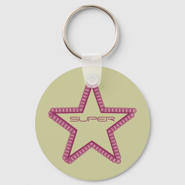 Grunge Superstar Keychain, Fuchsia Key Ring (Front)