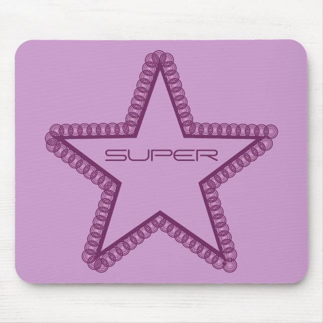 Grunge Superstar Mousepad, Purple Mouse Mat (Front)