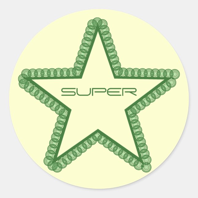 Grunge Superstar Stickers, Forest Green Classic Round Sticker (Front)