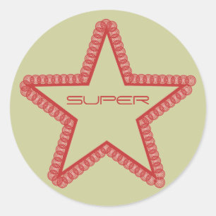 Grunge Superstar Stickers, Red Classic Round Sticker