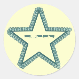 Grunge Superstar Stickers, Teal Classic Round Sticker