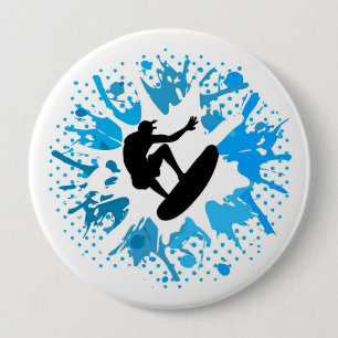Grunge surfer 10 cm round badge
