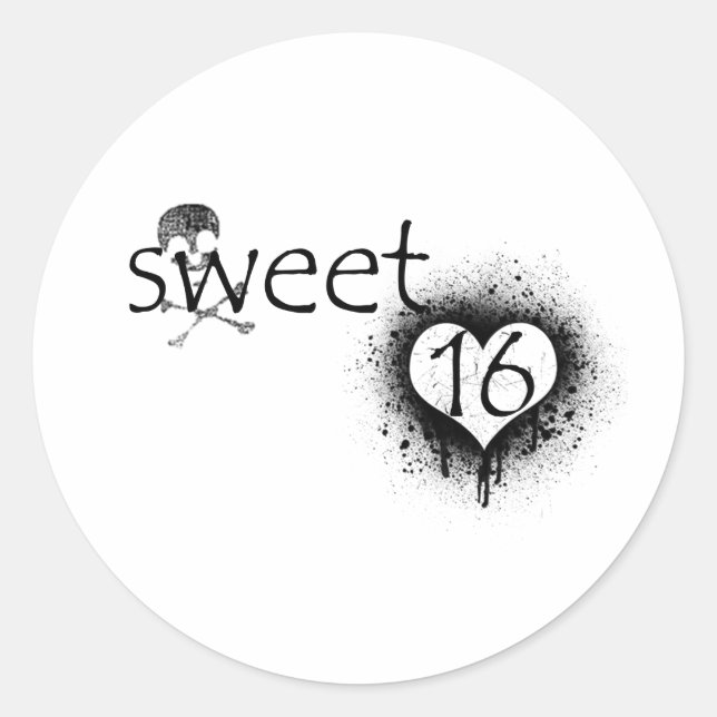 Grunge "Sweet 16" Design Classic Round Sticker (Front)
