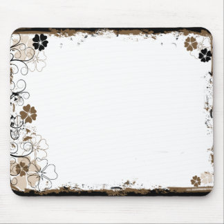 Grunge Swirl Flowers Mousepad Sepia