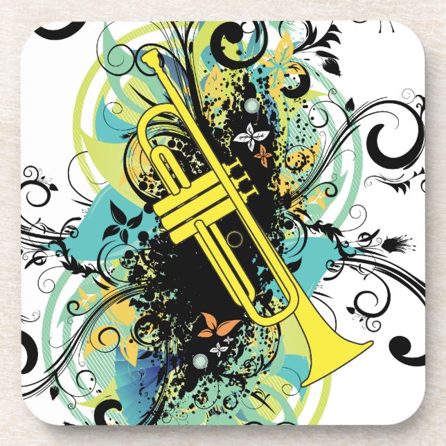Grunge Swirl Trumpet Coaster (Front)