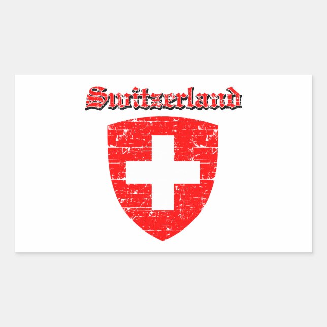 Grunge Switzerland coat of arms designs Rectangular Sticker (Front)