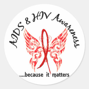 Grunge Tattoo Butterfly 6.1 AIDS Classic Round Sticker