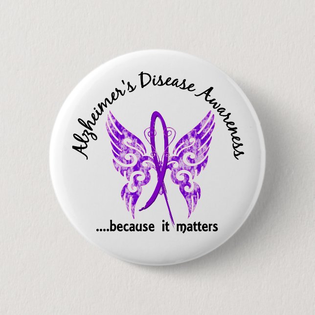 Grunge Tattoo Butterfly 6.1 Alzheimer's Disease 6 Cm Round Badge (Front)