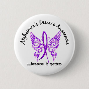Grunge Tattoo Butterfly 6.1 Alzheimer's Disease 6 Cm Round Badge