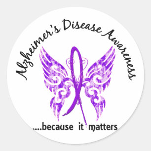 Grunge Tattoo Butterfly 6.1 Alzheimer's Disease Classic Round Sticker