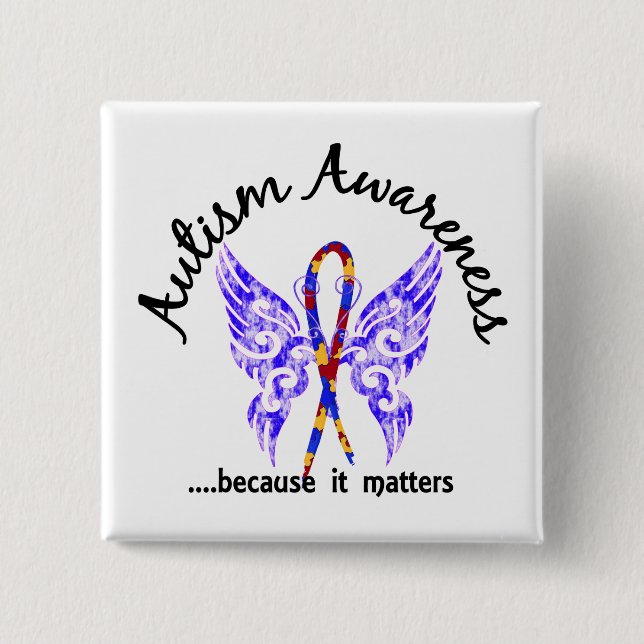 Grunge Tattoo Butterfly 6.1 Autism 15 Cm Square Badge (Front)