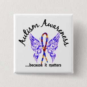 Grunge Tattoo Butterfly 6.1 Autism 15 Cm Square Badge