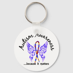 Grunge Tattoo Butterfly 6.1 Autism Key Ring