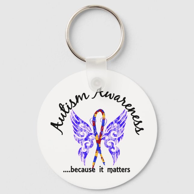 Grunge Tattoo Butterfly 6.1 Autism Key Ring (Front)