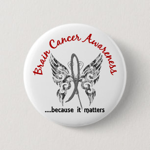 Grunge Tattoo Butterfly 6.1 Brain Cancer 6 Cm Round Badge