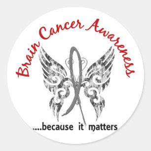Grunge Tattoo Butterfly 6.1 Brain Cancer Classic Round Sticker