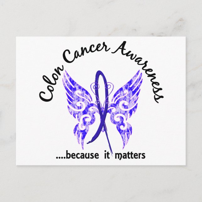 Grunge Tattoo Butterfly 6.1 Colon Cancer Postcard (Front)