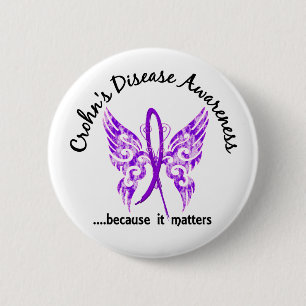 Grunge Tattoo Butterfly 6.1 Crohn's Disease 6 Cm Round Badge