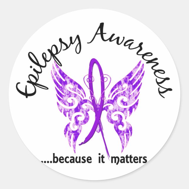 Grunge Tattoo Butterfly 6.1 Epilepsy Classic Round Sticker (Front)