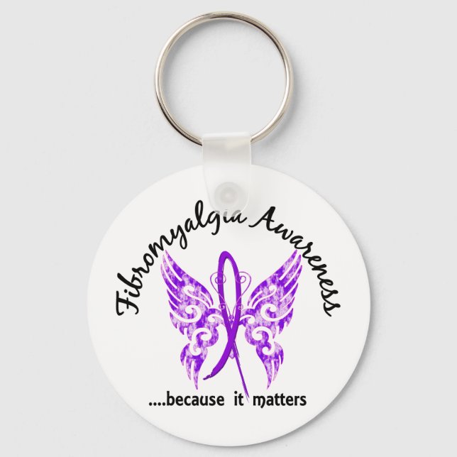 Grunge Tattoo Butterfly 6.1 Fibromyalgia Key Ring (Front)
