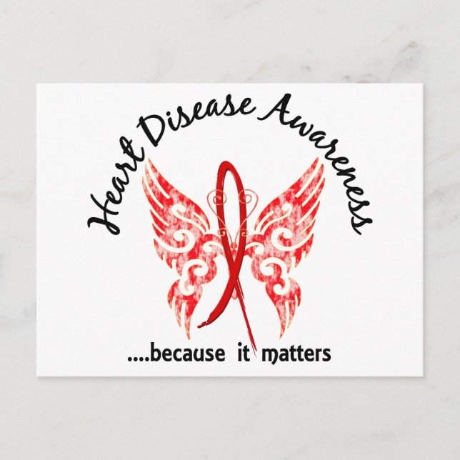 Grunge Tattoo Butterfly 6.1 Heart Disease Postcard (Front)