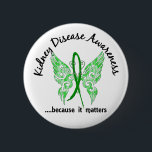 Grunge Tattoo Butterfly 6.1 Kidney Disease 6 Cm Round Badge<br><div class="desc">Captivate the attention of those around you as you deliver the important message of kidney disease awareness with Kidney disease awareness t-shirts, apparel, gifts, and merchandise featuring a beautiful grunge butterfly, hand-drawn by a 35 year professional tattoo artist / U.S. Marine veteran (thank you, Robert!), and a graffiti-style green kidney...</div>