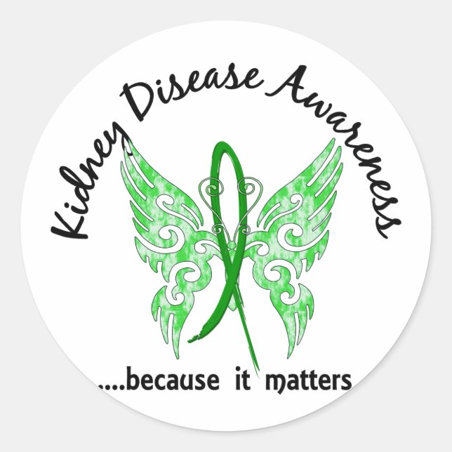 Grunge Tattoo Butterfly 6.1 Kidney Disease Classic Round Sticker (Front)
