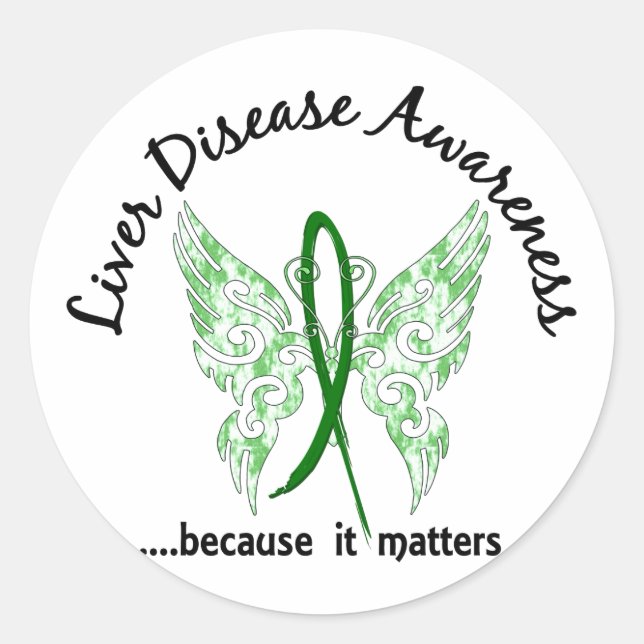 Grunge Tattoo Butterfly 6.1 Liver Disease Classic Round Sticker (Front)