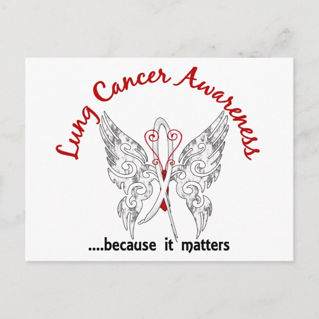 Grunge Tattoo Butterfly 6.1 Lung Cancer Postcard (Front)
