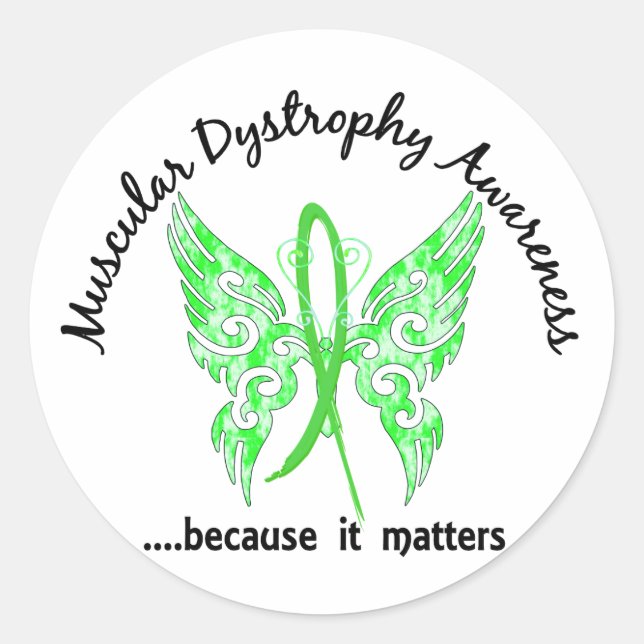 Grunge Tattoo Butterfly 6.1 Muscular Dystrophy Classic Round Sticker (Front)