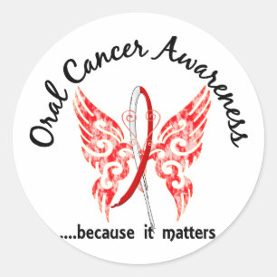 Grunge Tattoo Butterfly 6.1 Oral Cancer Classic Round Sticker