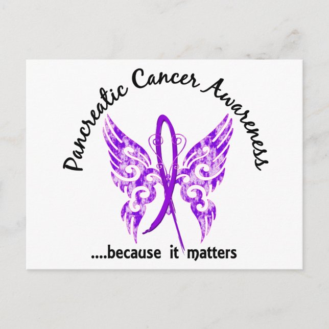 Grunge Tattoo Butterfly 6.1 Pancreatic Cancer Postcard (Front)