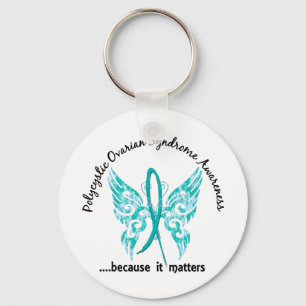 Grunge Tattoo Butterfly 6.1 PCOS Key Ring