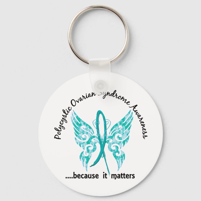 Grunge Tattoo Butterfly 6.1 PCOS Key Ring (Front)