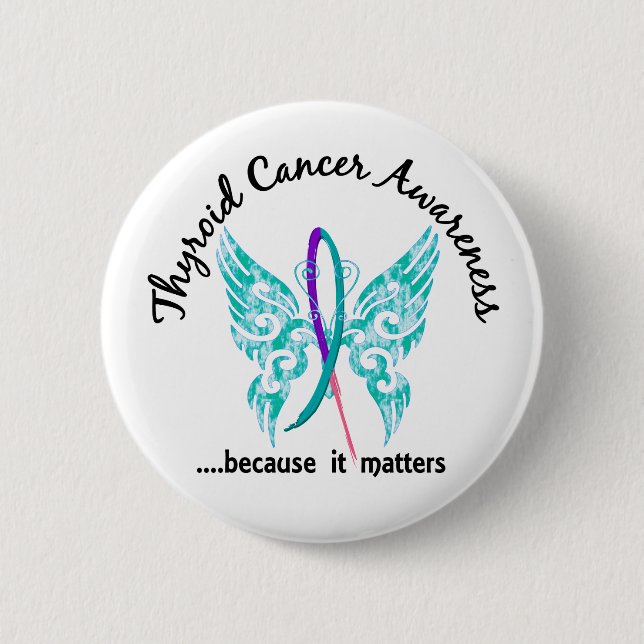 Grunge Tattoo Butterfly 6.1 Thyroid Cancer 6 Cm Round Badge (Front)