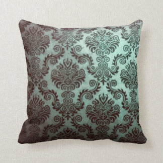 Grunge Teal Damask Cushion