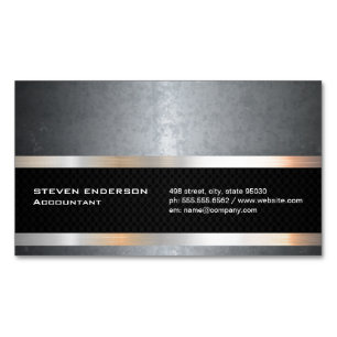 Grunge Texture Black Mesh Silver Metallic Trim Magnetic Business Card