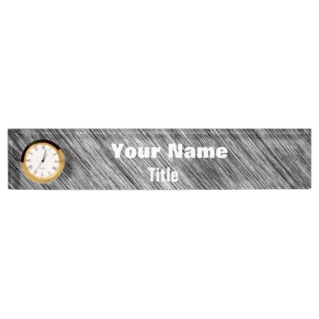 Grunge Texture Desk Nameplate With Clock (Front)