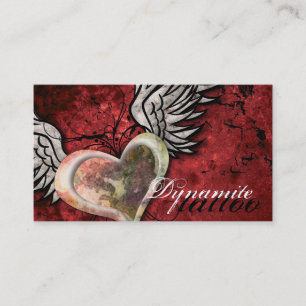 Grunge Texture Heart Wings Tattoo Business Card
