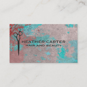 Grunge Texture Paint Salon Shears Appointment Card