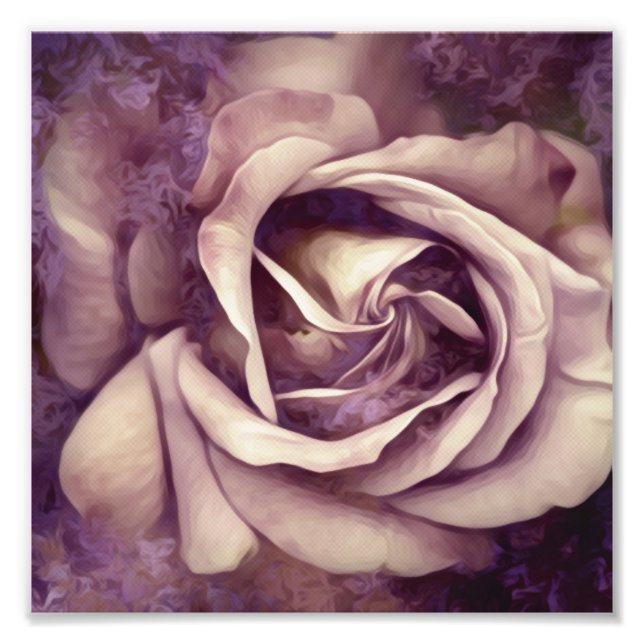 Grunge Texture Painted Rose Photo Print (Front)