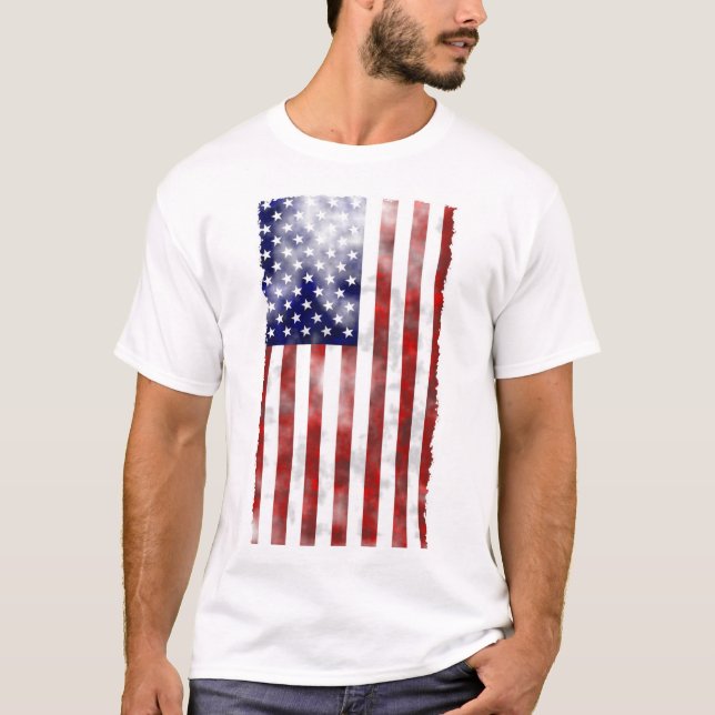 Grunge Textured American Flag Patriotic T-Shirt (Front)