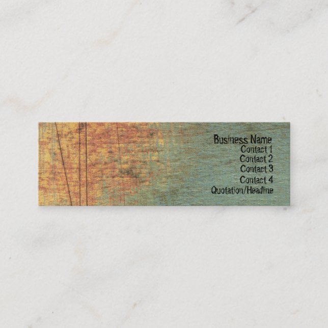 Grunge Textured ARt Skinny Website Business Card (Front)